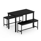 Ensemble Table à Manger Industrielle avec 2 Bancs, 4 Places, Noir / Marron Rustique / Blanc+Naturel / Gris, Pieds en Métal
