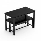 Ensemble Table à Manger Industrielle avec 2 Bancs, 4 Places, Noir / Marron Rustique / Blanc+Naturel / Gris, Pieds en Métal