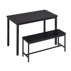 Ensemble Table à Manger Industrielle avec 2 Bancs, 4 Places, Noir / Marron Rustique / Blanc+Naturel / Gris, Pieds en Métal