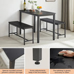 Ensemble Table à Manger Industrielle avec 2 Bancs, 4 Places, Noir / Marron Rustique / Blanc+Naturel / Gris, Pieds en Métal