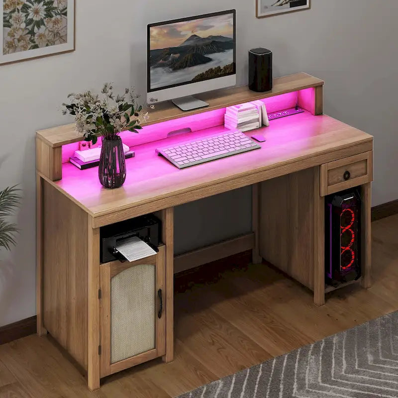 Bureau rustique en bois de ferme avec rangement, utilisateur unique
