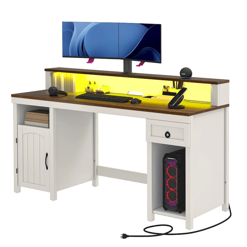 Bureau rustique en bois de ferme avec rangement, utilisateur unique