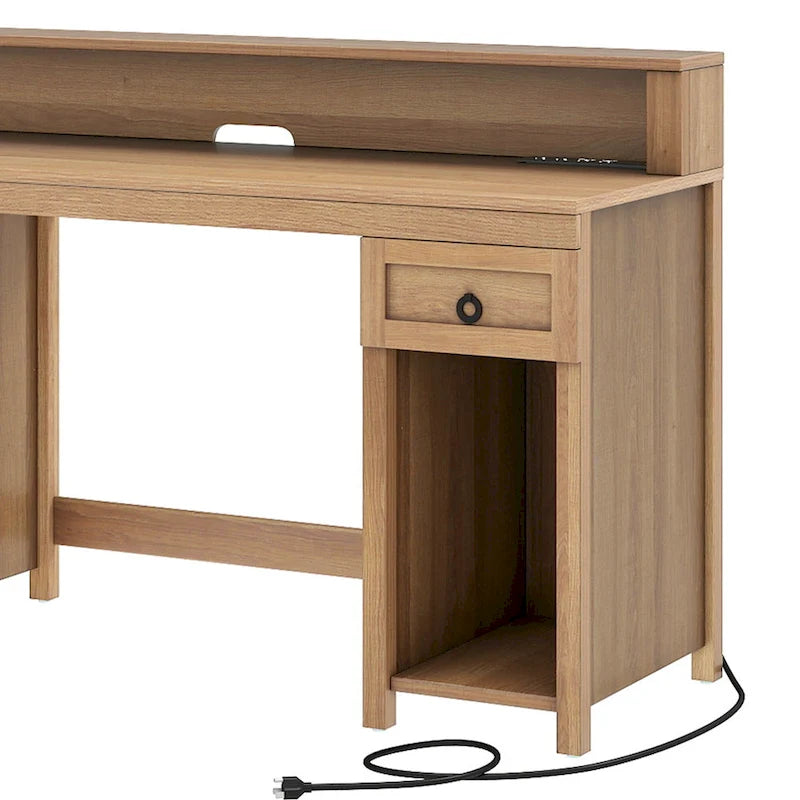 Bureau rustique en bois de ferme avec rangement, utilisateur unique
