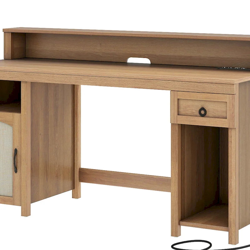 Bureau rustique en bois de ferme avec rangement, utilisateur unique