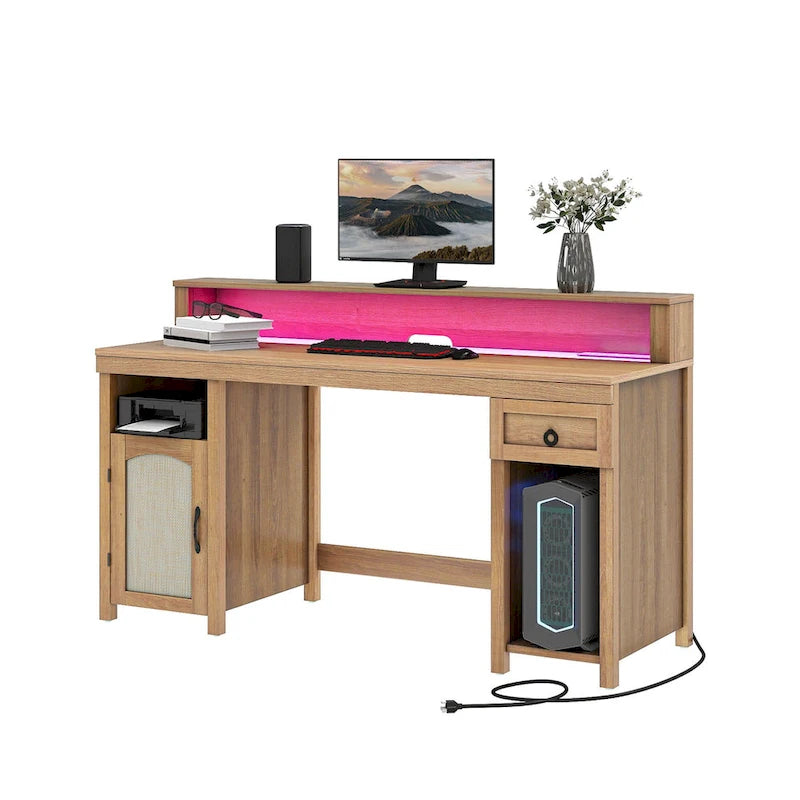 Bureau rustique en bois de ferme avec rangement, utilisateur unique