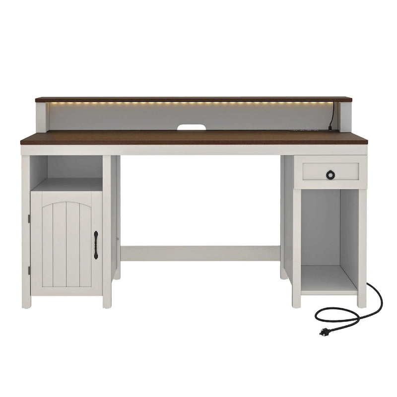 Bureau rustique en bois de ferme avec rangement, utilisateur unique
