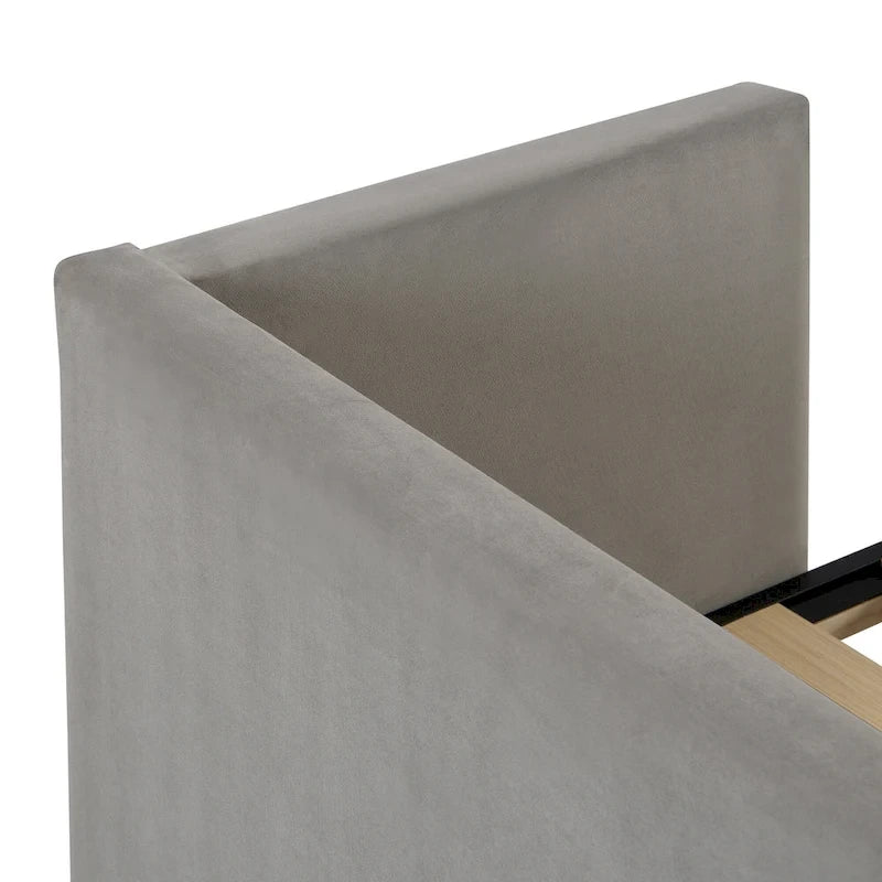 Lit de repos jumeau rembourré gris avec lit gigogne relevable, 2 couchages