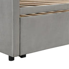Lit de repos jumeau rembourré gris avec lit gigogne relevable, 2 couchages