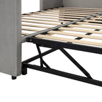 Lit de repos jumeau rembourré gris avec lit gigogne relevable, 2 couchages