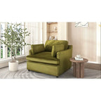 Fauteuil de salon vert moderne avec coussins d'accoudoirs, une place