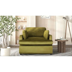 Fauteuil de salon vert moderne avec coussins d'accoudoirs, une place