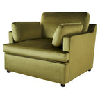 Fauteuil de salon vert moderne avec coussins d'accoudoirs, une place