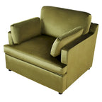 Fauteuil de salon vert moderne avec coussins d'accoudoirs, une place