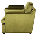 Fauteuil de salon vert moderne avec coussins d'accoudoirs, une place