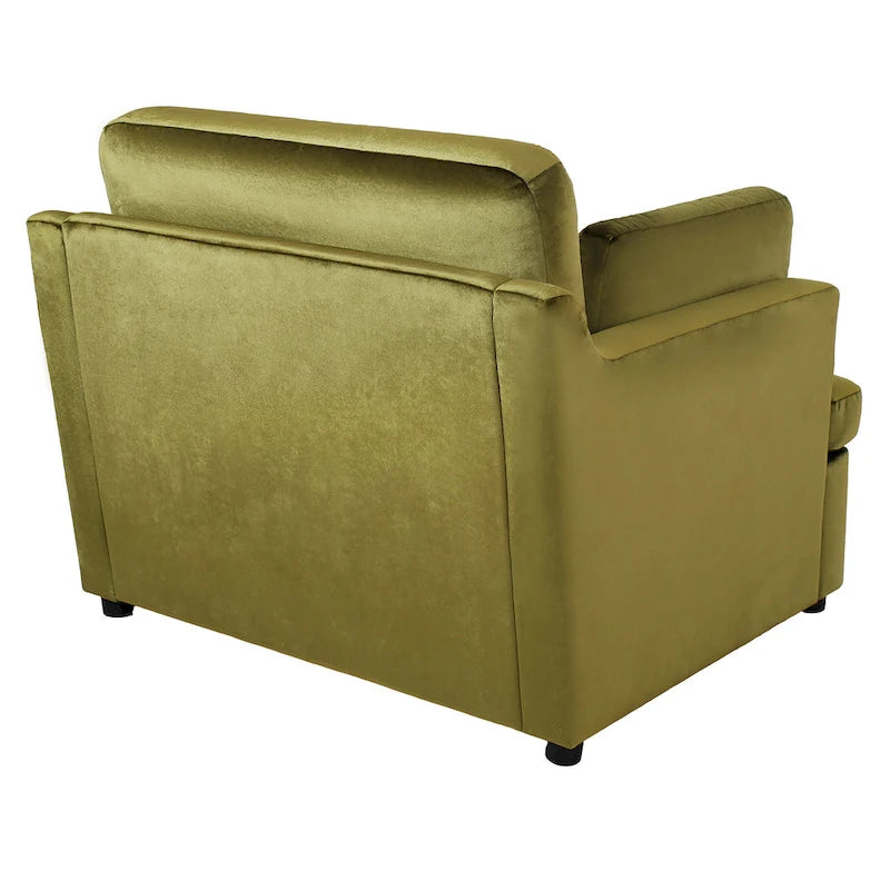 Fauteuil de salon vert moderne avec coussins d'accoudoirs, une place