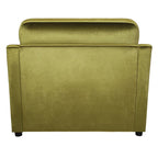 Fauteuil de salon vert moderne avec coussins d'accoudoirs, une place