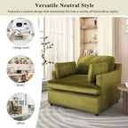 Fauteuil de salon vert moderne avec coussins d'accoudoirs, une place