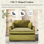 Fauteuil de salon vert moderne avec coussins d'accoudoirs, une place