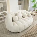 Chaise longue 2 places en mousse chenille blanche