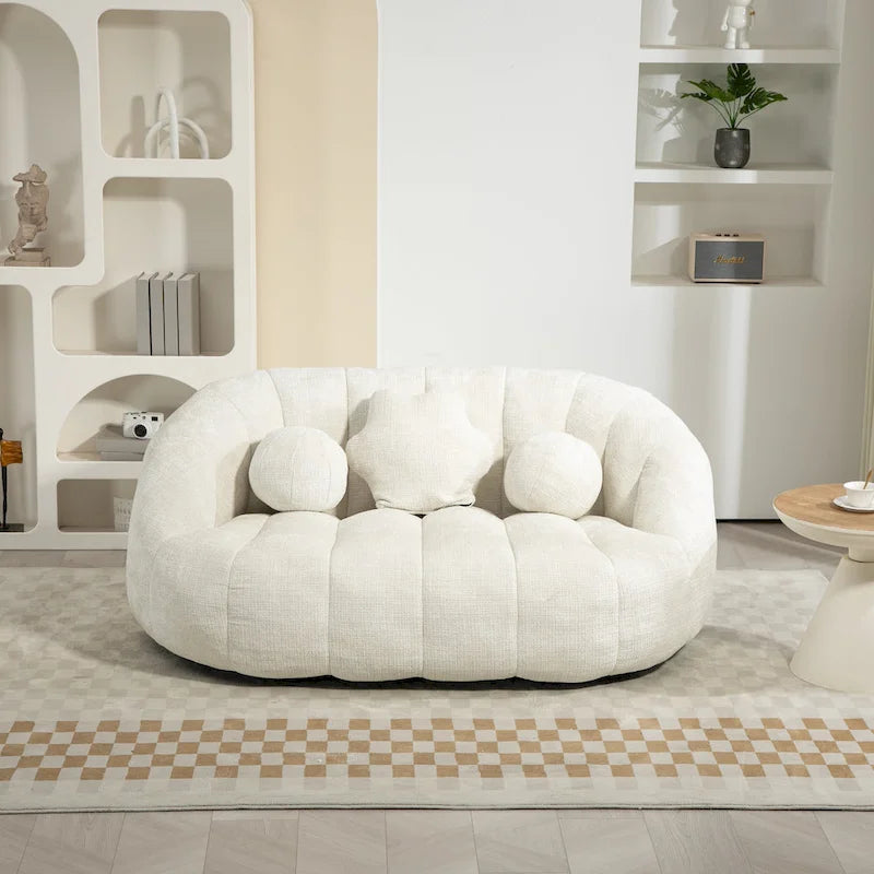 Chaise longue 2 places en mousse chenille blanche