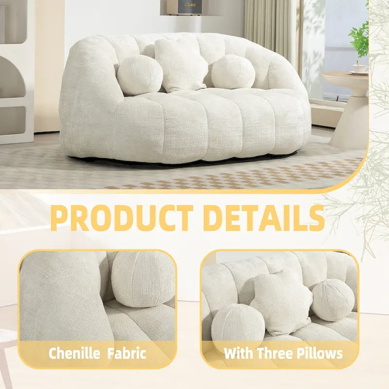 Chaise longue 2 places en mousse chenille blanche