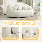 Chaise longue 2 places en mousse chenille blanche