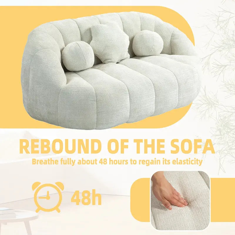 Chaise longue 2 places en mousse chenille blanche