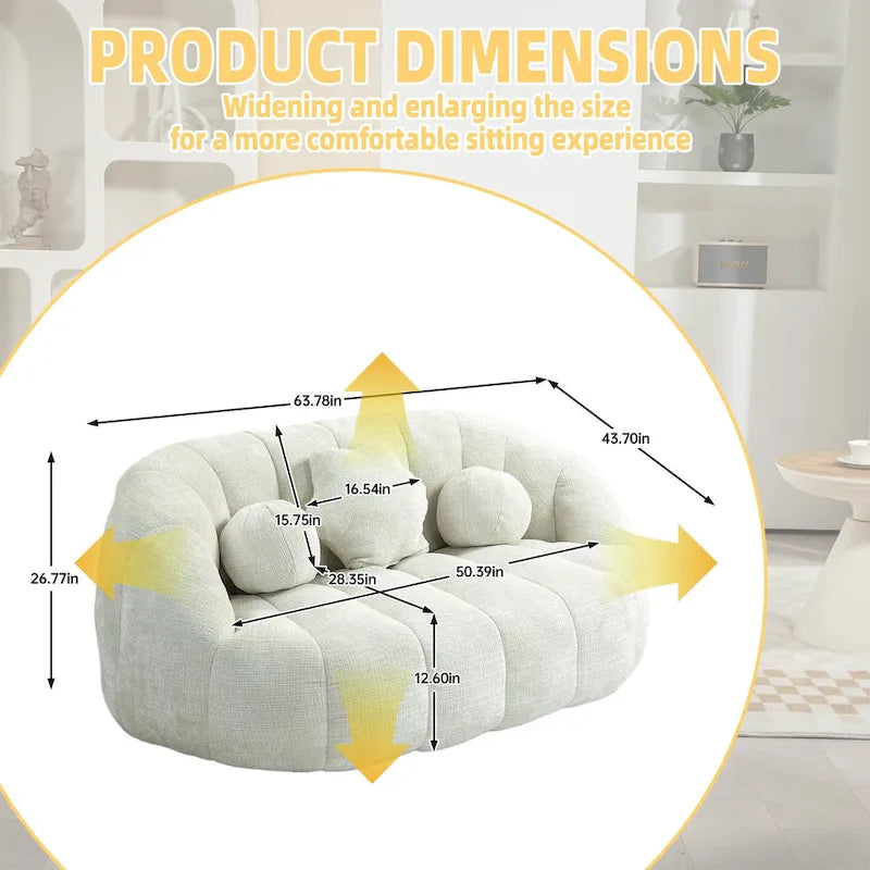 Chaise longue 2 places en mousse chenille blanche
