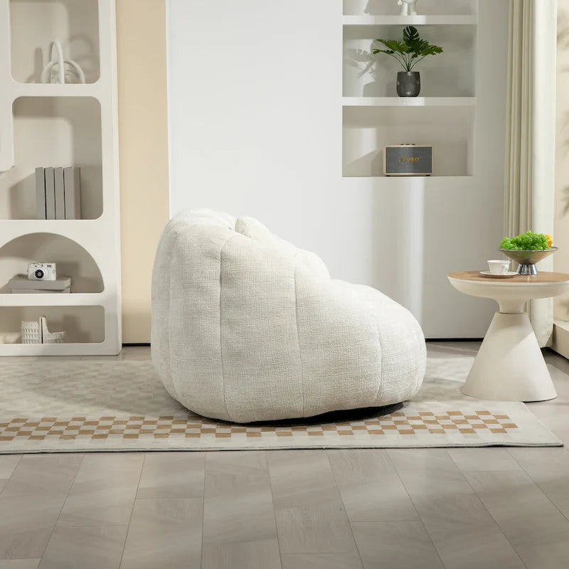 Chaise longue 2 places en mousse chenille blanche