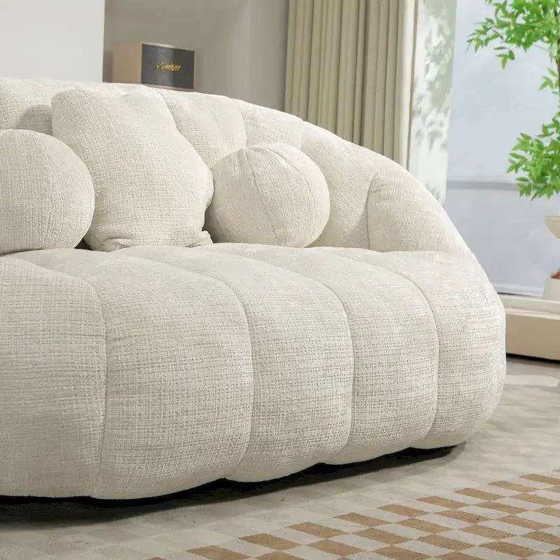 Chaise longue 2 places en mousse chenille blanche