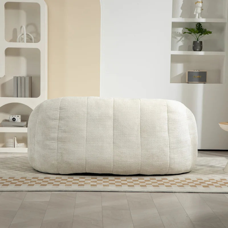 Chaise longue 2 places en mousse chenille blanche