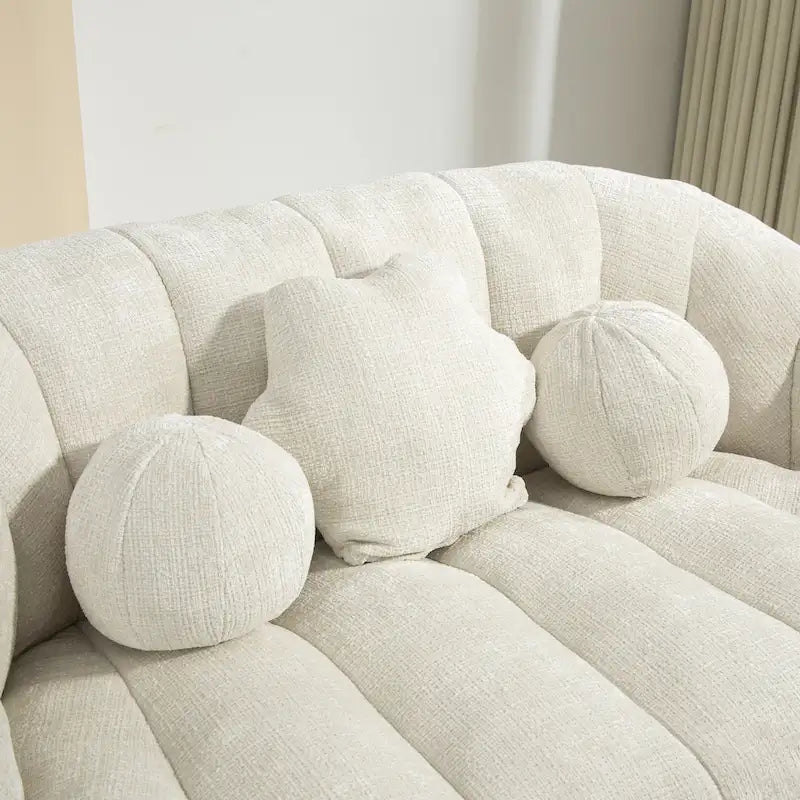 Chaise longue 2 places en mousse chenille blanche