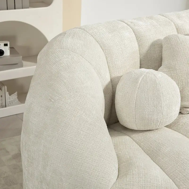 Chaise longue 2 places en mousse chenille blanche