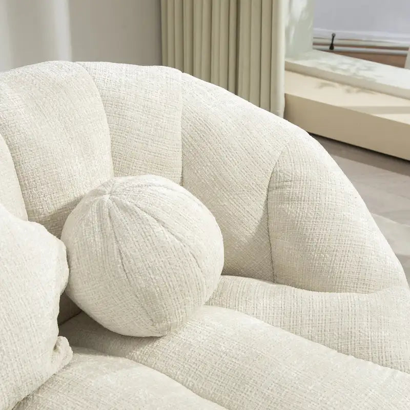 Chaise longue 2 places en mousse chenille blanche