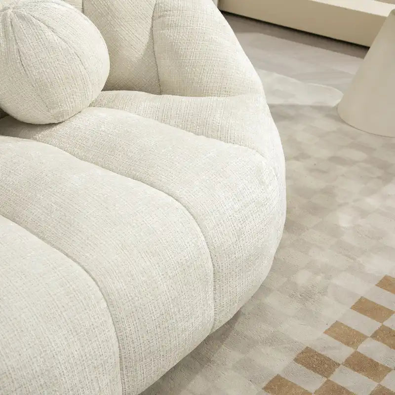 Chaise longue 2 places en mousse chenille blanche