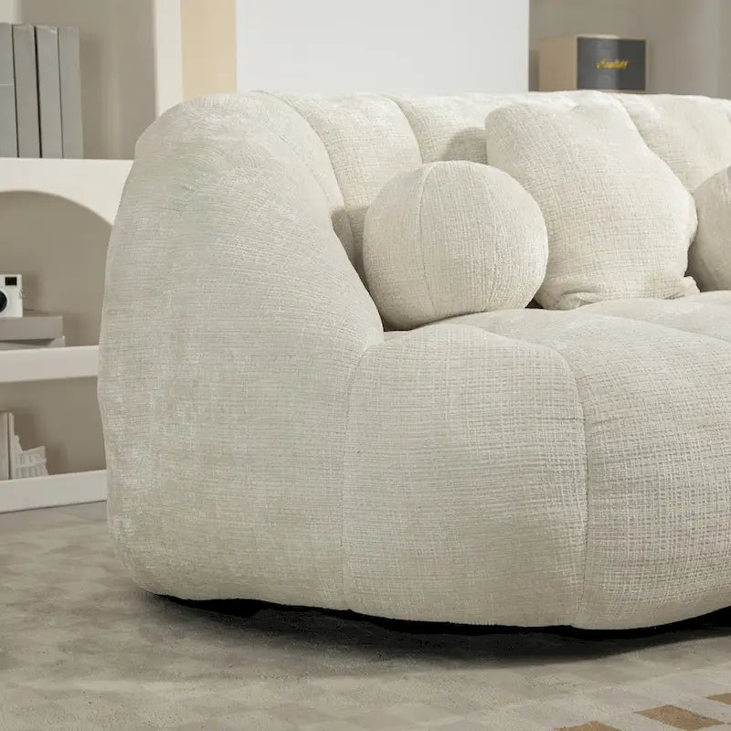 Chaise longue 2 places en mousse chenille blanche