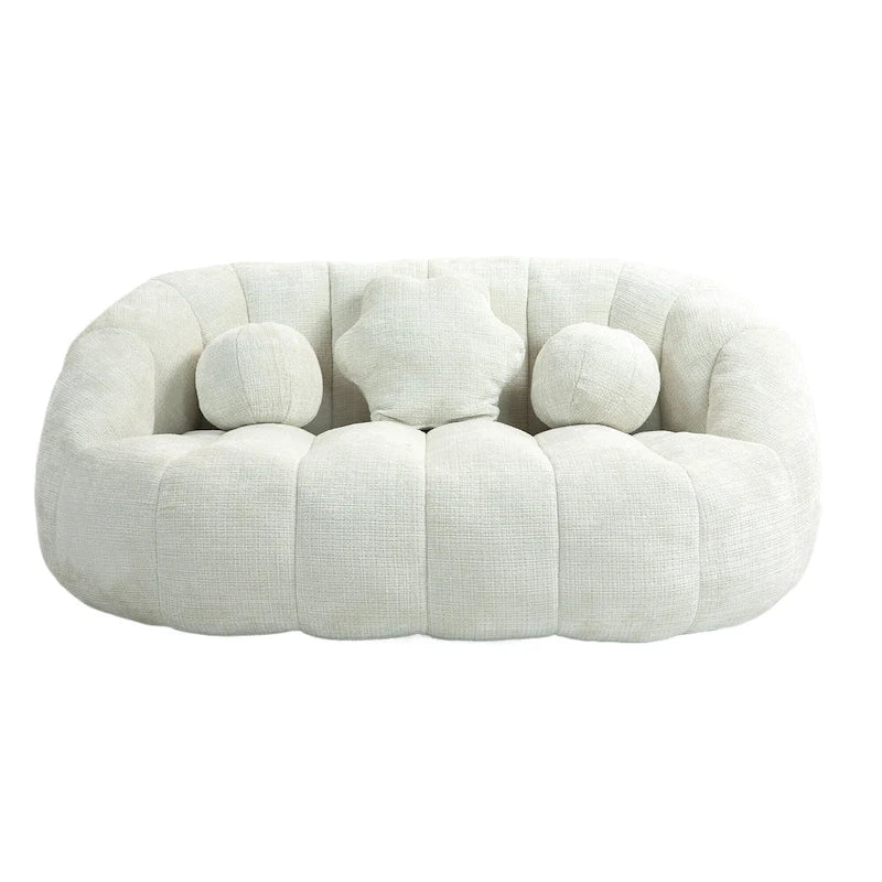 Chaise longue 2 places en mousse chenille blanche