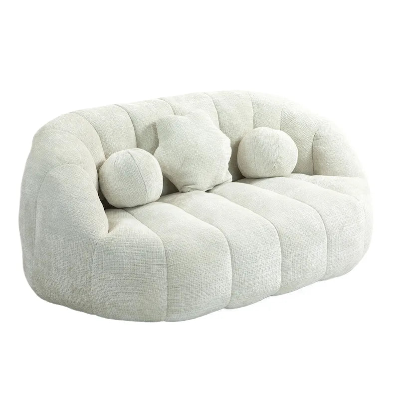 Chaise longue 2 places en mousse chenille blanche