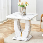 Table basse carrée noire/blanche/bois avec bordure dorée, un seul plateau, pour 1 à 2 personnes