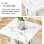 Table basse carrée noire/blanche/bois avec bordure dorée, un seul plateau, pour 1 à 2 personnes