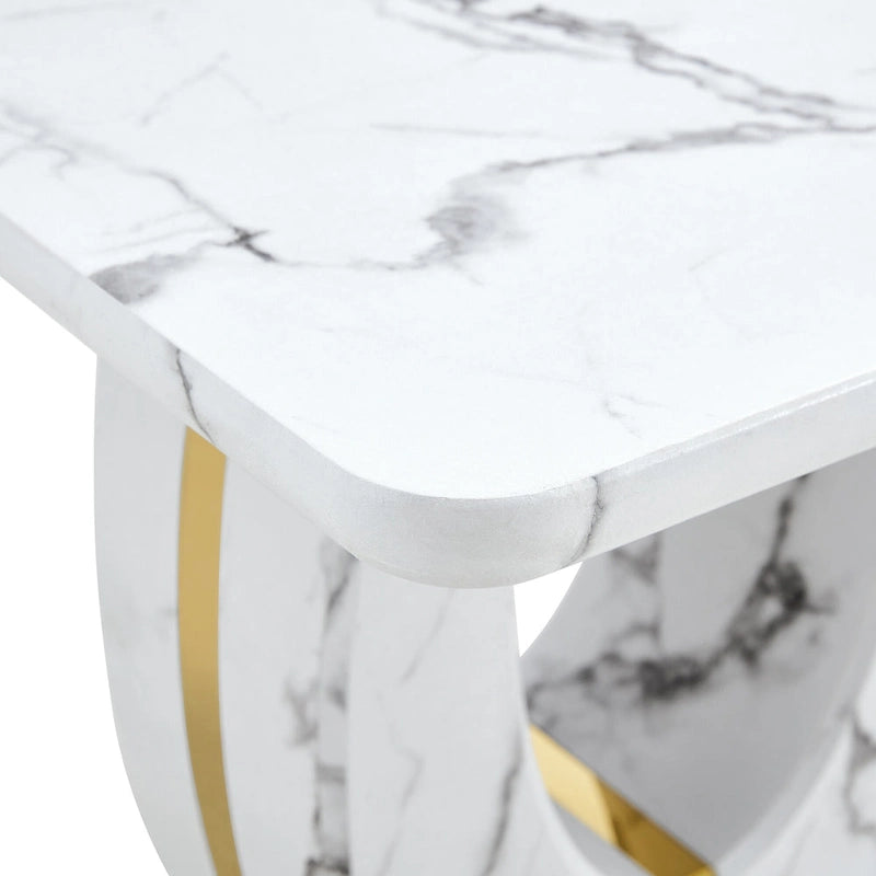 Table basse carrée noire/blanche/bois avec bordure dorée, un seul plateau, pour 1 à 2 personnes