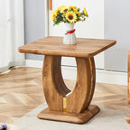 Table basse carrée noire/blanche/bois avec bordure dorée, un seul plateau, pour 1 à 2 personnes