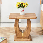 Table basse carrée noire/blanche/bois avec bordure dorée, un seul plateau, pour 1 à 2 personnes