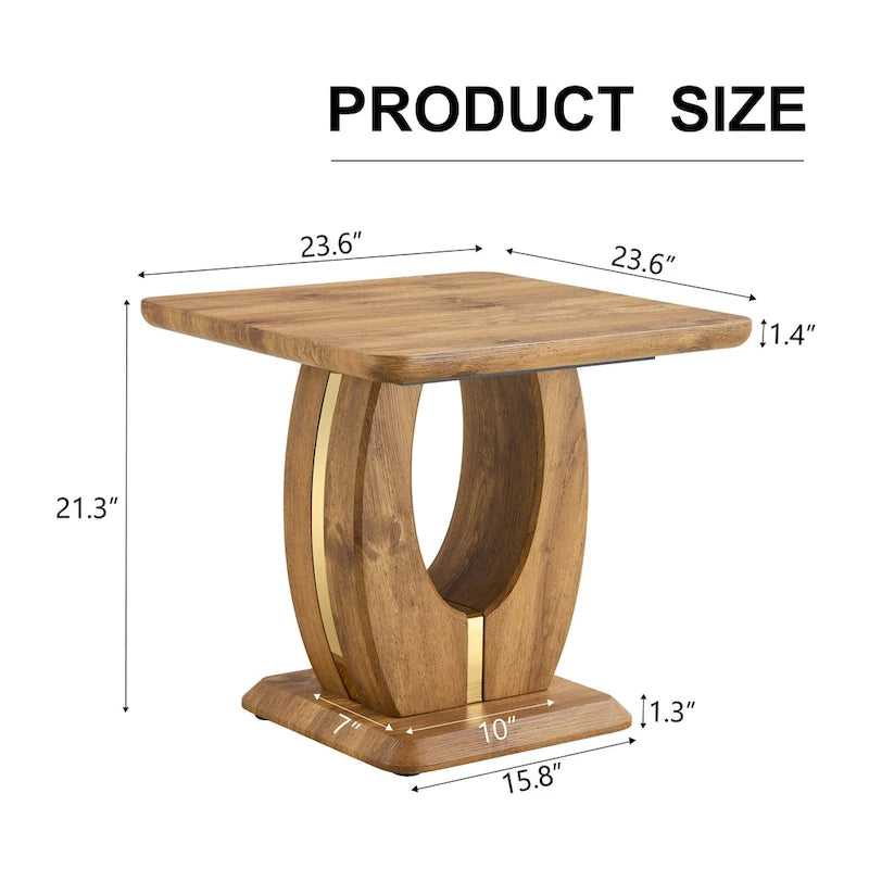 Table basse carrée noire/blanche/bois avec bordure dorée, un seul plateau, pour 1 à 2 personnes