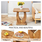 Table basse carrée noire/blanche/bois avec bordure dorée, un seul plateau, pour 1 à 2 personnes