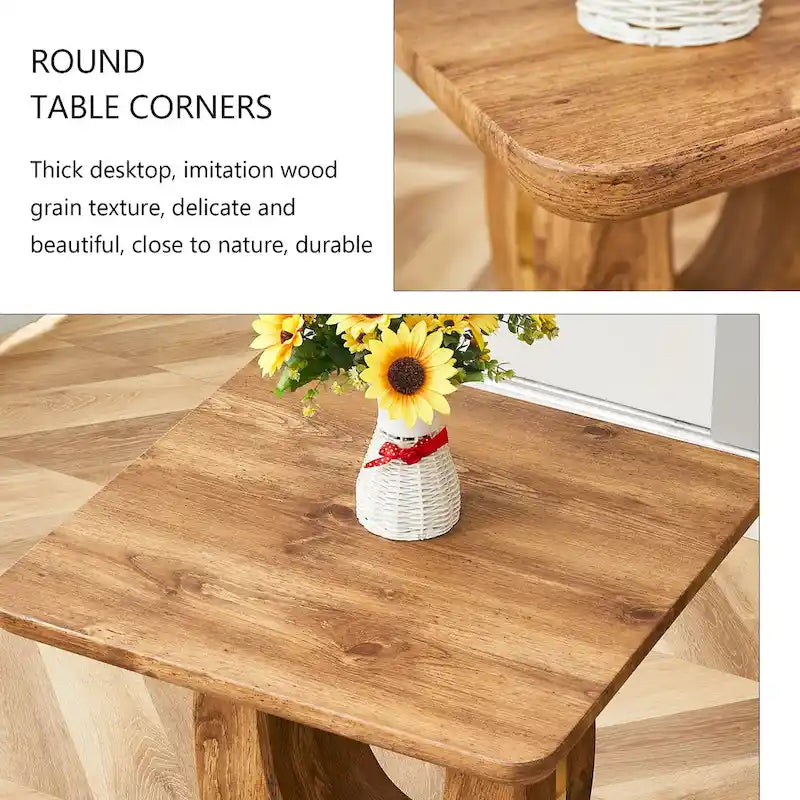 Table basse carrée noire/blanche/bois avec bordure dorée, un seul plateau, pour 1 à 2 personnes