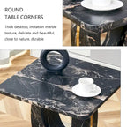 Table basse carrée noire/blanche/bois avec bordure dorée, un seul plateau, pour 1 à 2 personnes