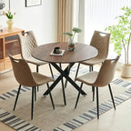 Ensemble de salle à manger rond 5 pièces, beige et marron, pour 4 à 6 personnes