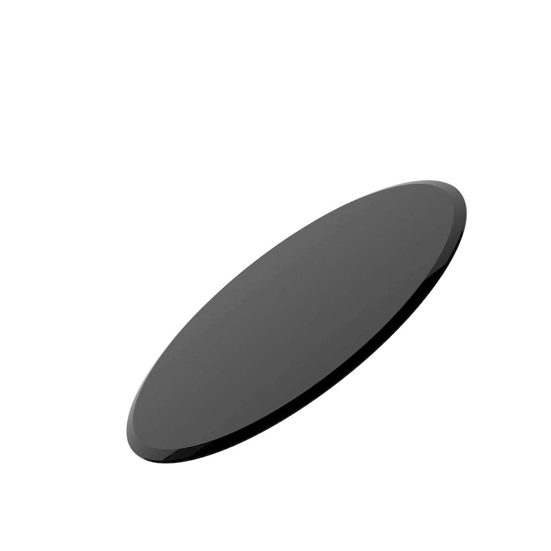 Dessus de Table Rond en Verre Trempé Noir, Bord Biseauté Poli, 1 Personne