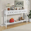 Console 4 tiroirs rustique blanc antique / espresso / bleu foncé